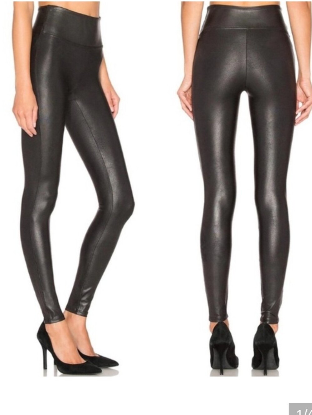 Spanx Black Faux Leather Leggins Sz XL